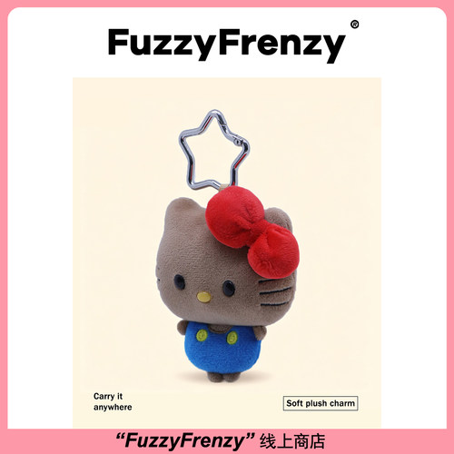 白皮黑皮红蓝背带HelloKitty挂件可爱娃娃包包挂饰钥匙扣礼物送人 - 图1