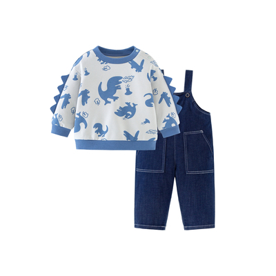 【背带裤套装】迷你巴拉巴拉男女童舒弹环保萌趣恐龙造型两件套春