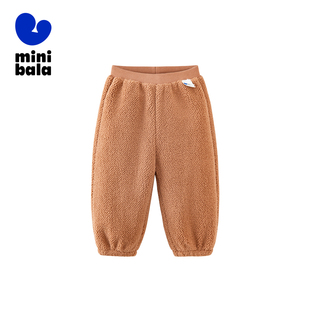 迷你巴拉男女童宝宝毛绒儿童保暖裤