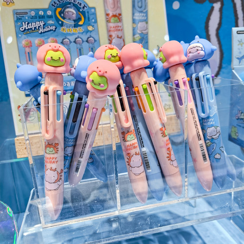 晨光 呱呱夏令营 6色按动圆珠笔0.7mm旋转解压卡通创意子弹头卡通饰件油性笔学生笔记书写用ABPU8132文具 - 图1