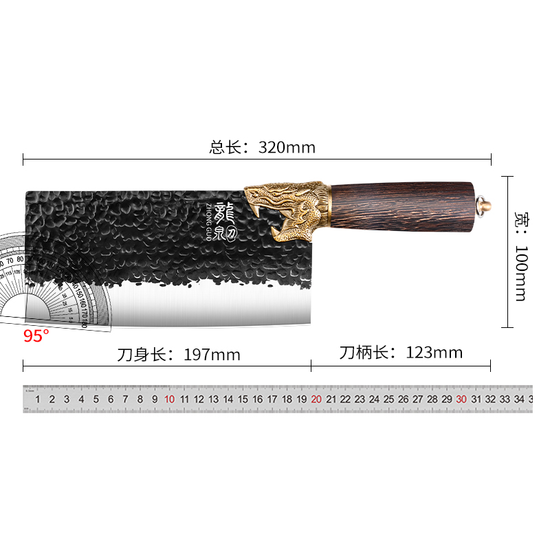 龙泉菜刀家用官方旗舰店正品锻打斩切两用刀厨师专用刀具厨房商用-图3