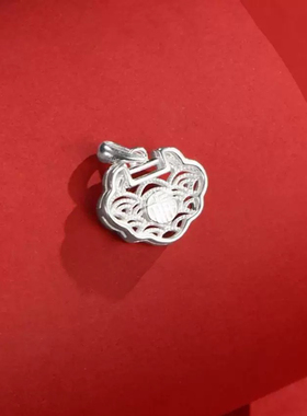 足银990复古镂空纯银锁包做旧磨砂花丝福字女士民族风祥云平安锁