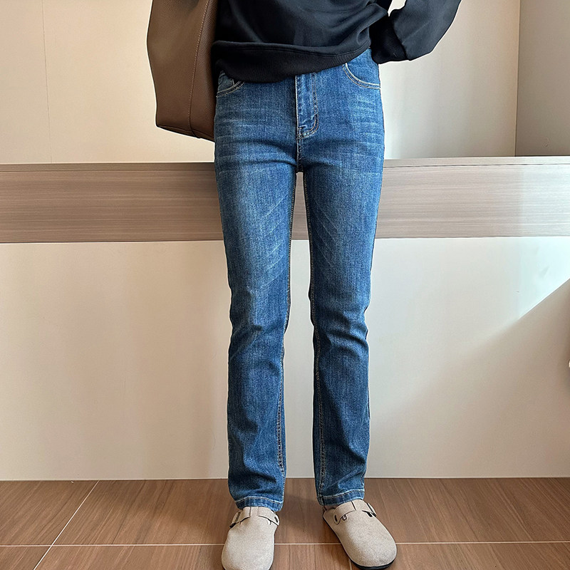 微胖显瘦高腰弹力牛仔裤女2025春大码遮胯提臀修身直筒蓝色长裤,淘宝优惠券,粉丝福利购,淘宝优惠卷