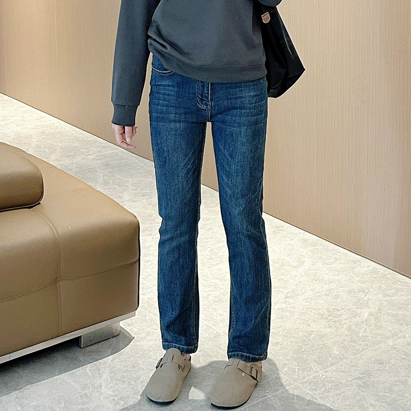 微胖显瘦高腰弹力牛仔裤女2025春大码遮胯提臀修身直筒蓝色长裤,淘宝优惠券,粉丝福利购,淘宝优惠卷