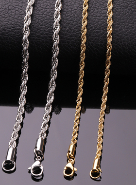 男女钛钢锁骨链无吊坠麻花链简约百搭项链