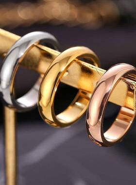 欧美简约钛钢光面情侣戒指不锈钢宽版食指对戒个性潮戒指gr