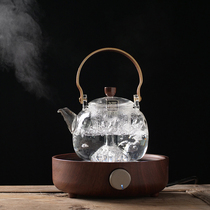 Day-style handmade glass steam teapot domestic electric pottery stove high temperature resistant cooking teapot small lifting beam pot black tea Puer tea pot