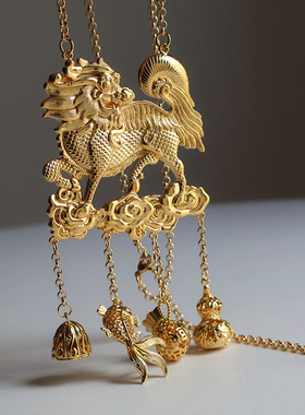 麒麟长命锁项链汉服璎珞配饰