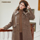Famecoco商场同款学院风海军领刺绣双面呢大衣长款冬FAB8AR031