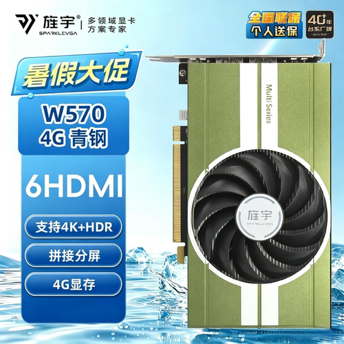 旌宇多屏显卡R7 350/RX570/RX580/RX5600原生6HDMI分屏 复制 拼接 - 图0