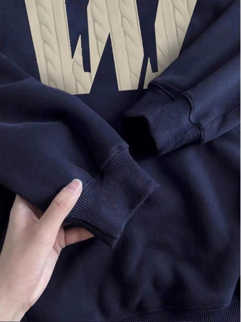 Navy letter print sweatshirt for women spring and autumn 2024