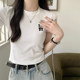 Pure lust style ສີຂາວບ່າຂວາແຂນສັ້ນ t-shirt ສັ້ນຝ້າຍບໍລິສຸດ