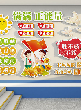 红色爱国主题班级文化墙贴布置