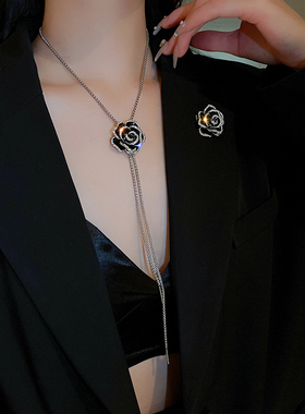 山茶花项链女轻奢小众毛衣链