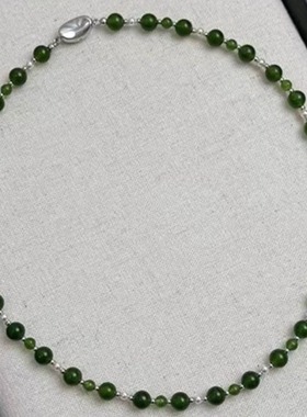 国风绿色串珠碧玉小众设计项链