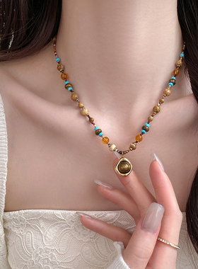 波西米亚复古串珠项链女