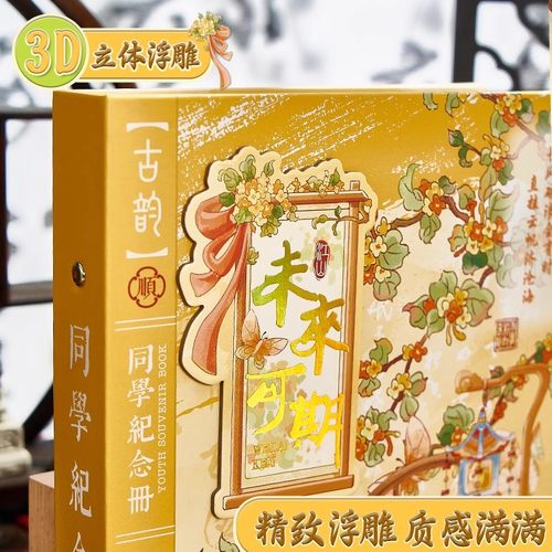 中国风同学录小学生六年级女生高颜值2025新款毕业纪念册ing风小众不撞款抽象初中生通讯录活页本可拆卸 - 图2