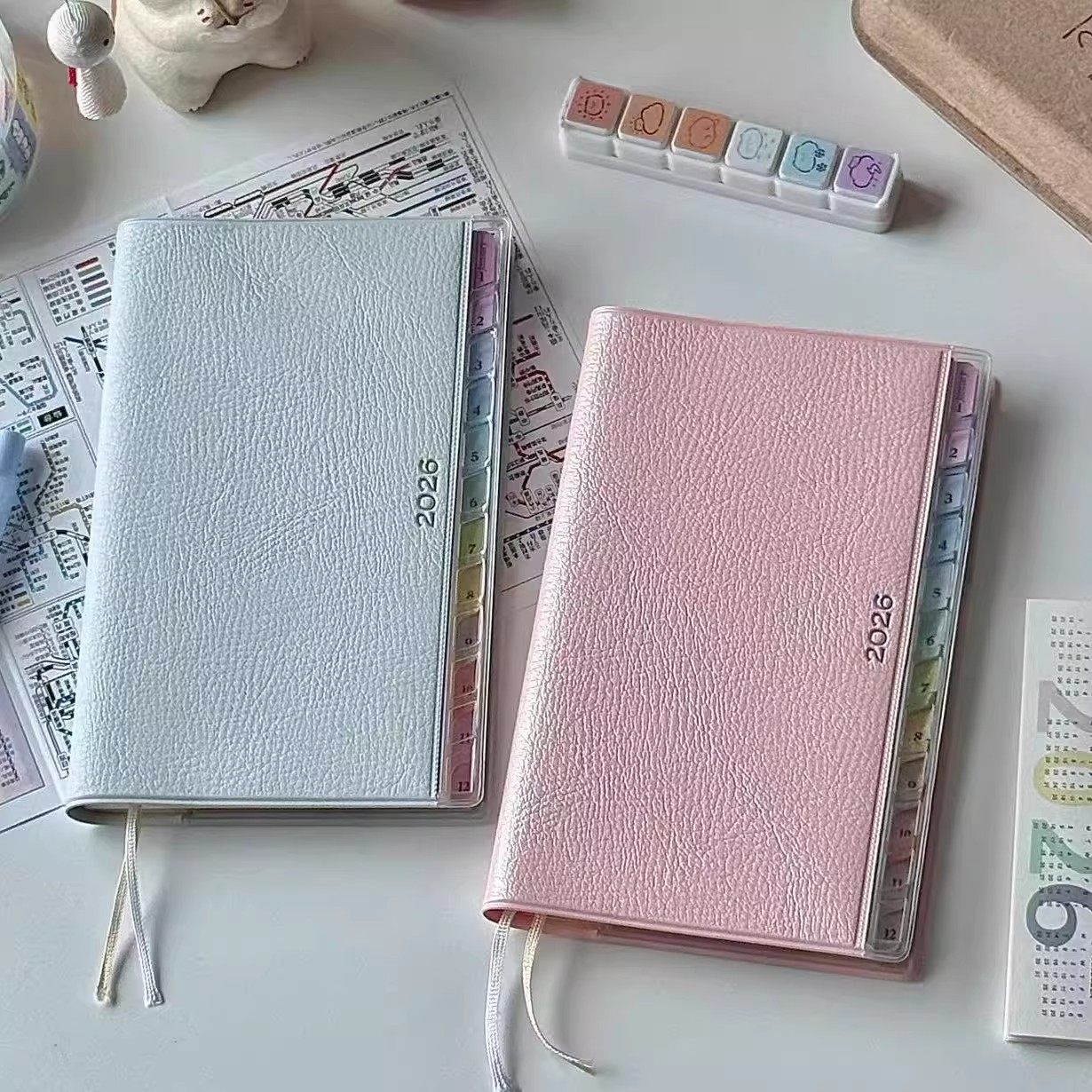 2026年彩虹索引皮质日程手帐本高颜值计划表月周每日365天计划表日历记事本学习工作笔记日记事本子效率手册,淘宝优惠券,粉丝福利购,淘宝优惠卷