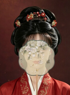 红妆匣子百搭花朵发梳汉服头饰