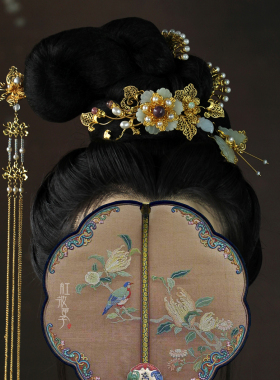 红妆匣子古风蝴蝶发簪岫玉花簪