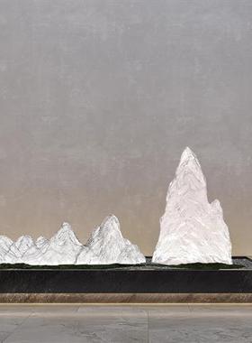 现代高档透明树脂绿色假山摆件工艺品软装饰酒店庭院客厅造景雕塑