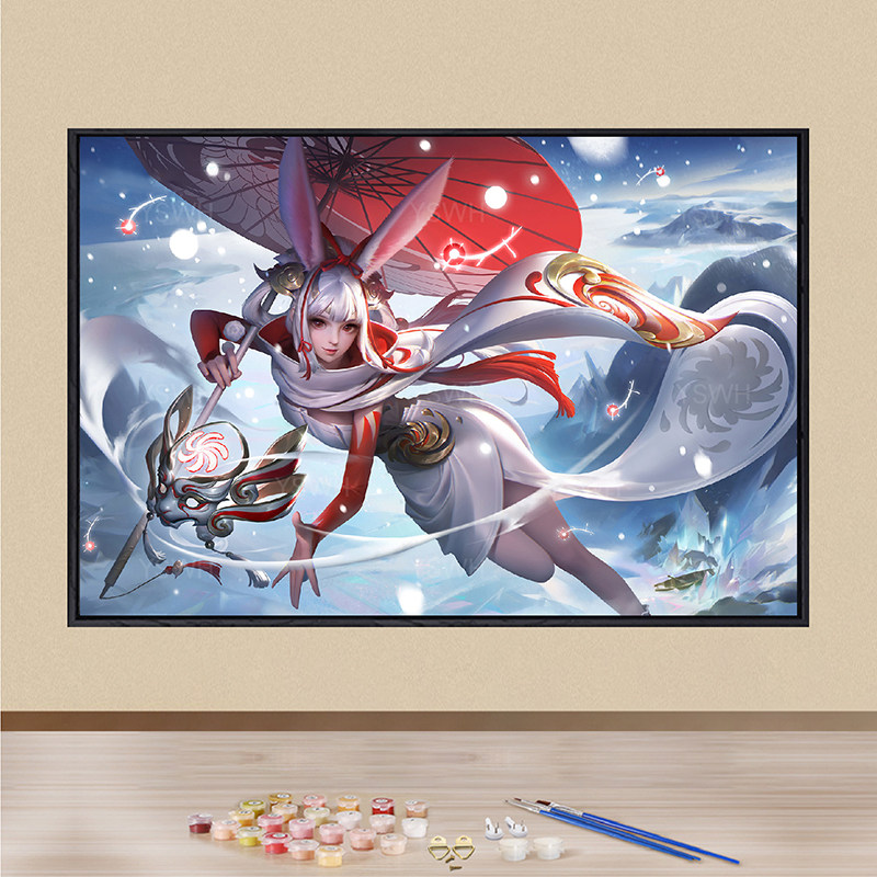 王者荣耀皮肤数字油画diy填充手工涂色填色画画高级感油彩装饰画