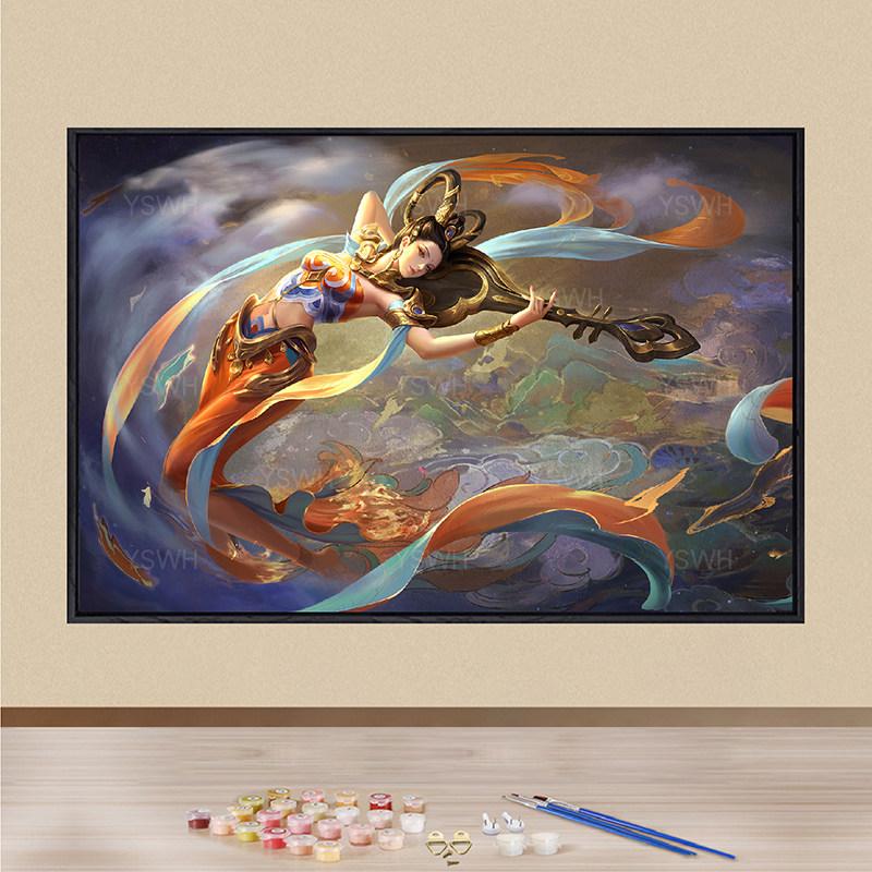 王者荣耀皮肤王者荣耀皮肤数字油画diy填充成人涂画填色绘画手工油彩装饰画画