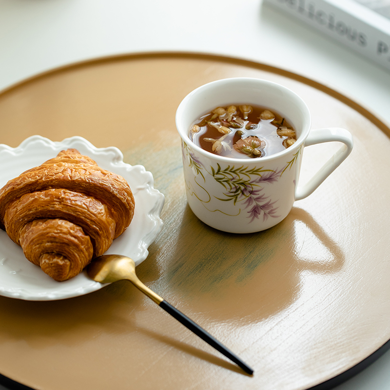 拓土纯手绘紫藤花耳把杯家用简约水杯马克杯水杯办公室喝茶待客杯 - 图2