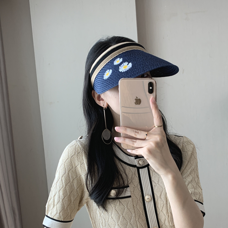 恋珂色旗舰店帽子女夏天雪梨同款空顶草帽遮阳帽户外露顶鸭舌帽沙滩太阳帽2