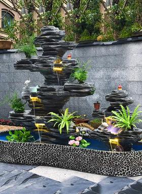 大型假山流水喷泉户外庭院花园鱼池景观室内阳台公司装饰落地摆件