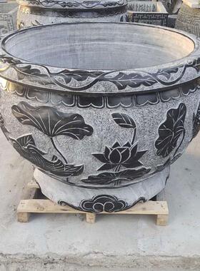石雕鱼缸石头花盆水槽青石仿古水缸庭院荷花缸流水盆户外石缸摆件