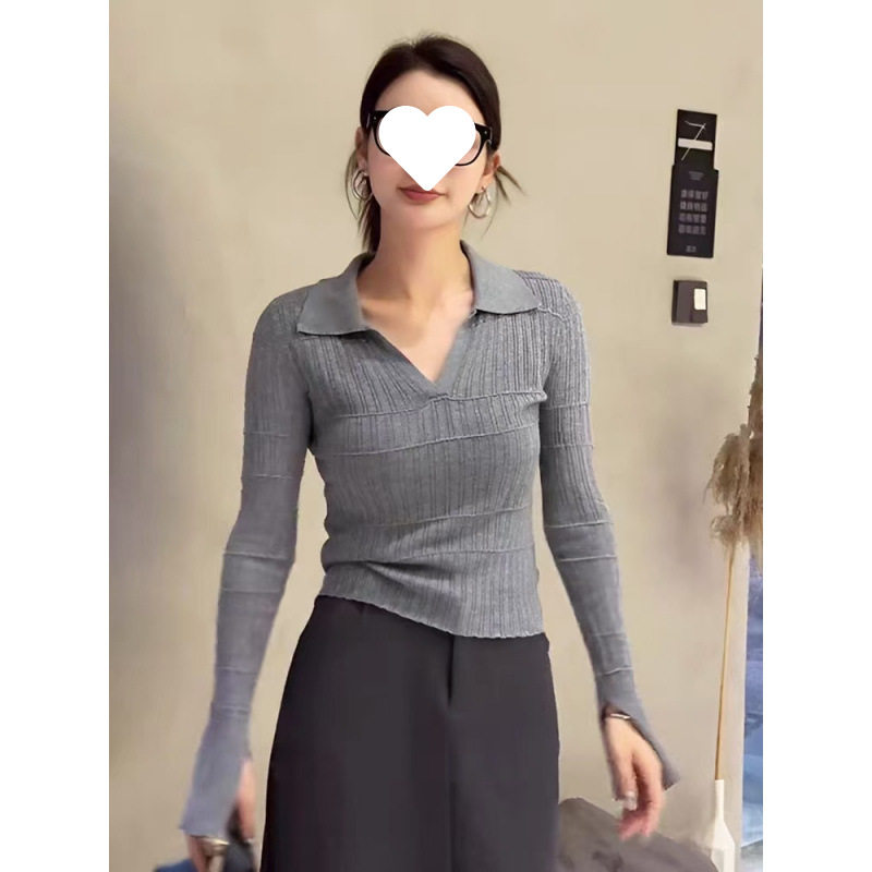 2024早秋新款半开领羊绒针织衫喇叭袖休闲百搭显瘦内搭打底上衣女,淘宝优惠券,粉丝福利购,淘宝优惠卷