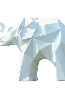 几何大象玻璃钢雕塑园林景观小品户外大型公园景区草坪装饰品摆件