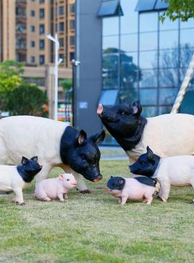 仿真猪模型雕塑农场玻璃钢动物小猪摆件户外草坪花园庭院景观装饰