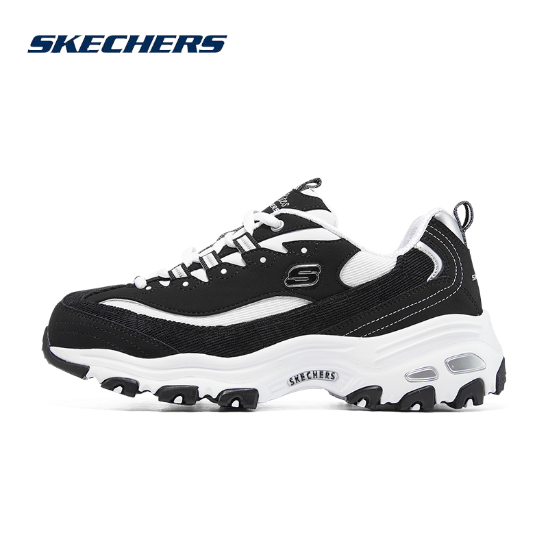 Skechers斯凯奇奶茶熊男女款黑白复古熊猫鞋厚底运动休闲鞋老爹鞋