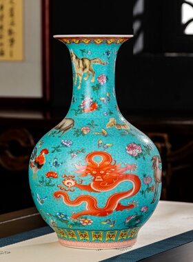 景德镇陶瓷器花瓶摆件新中式珐琅彩装饰家居客厅办公室博古架摆设