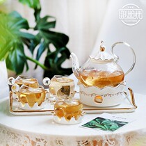 Those times Eau style tea tea tea cup suit delicate English-style afternoon tea set high temperature resistant glass floral teapot