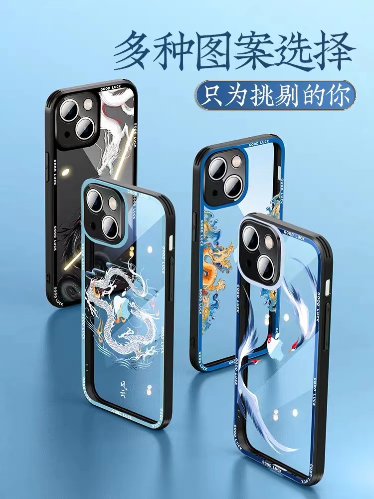 苹果15手机壳国潮iphone14promax镜头全包13pro防摔mini保护套plus玻璃ipone15透明12pm外壳ip11男女por新款p - 图0