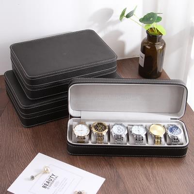 Leather zipper watch storage box collection display gift box - 图0