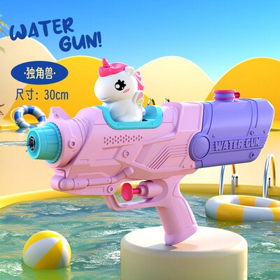 新款儿童水枪玩具网红双喷头戏水枪小马恐龙鸭子鲨鱼抽拉式滋水枪