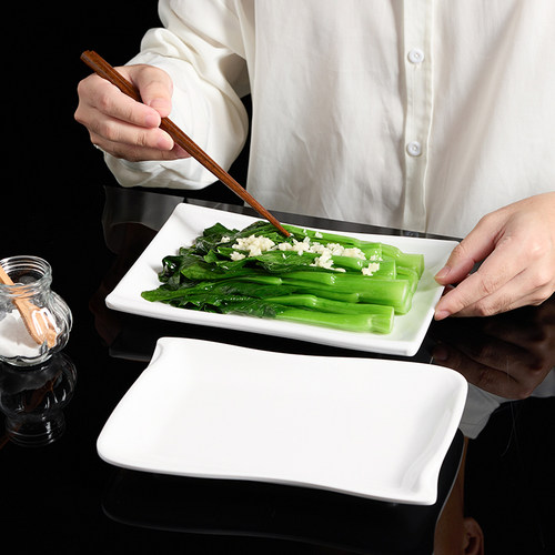 密胺盘子商用餐厅白色长方形仿瓷塑料菜盘酒店饭店专用火锅配菜盘 - 图1