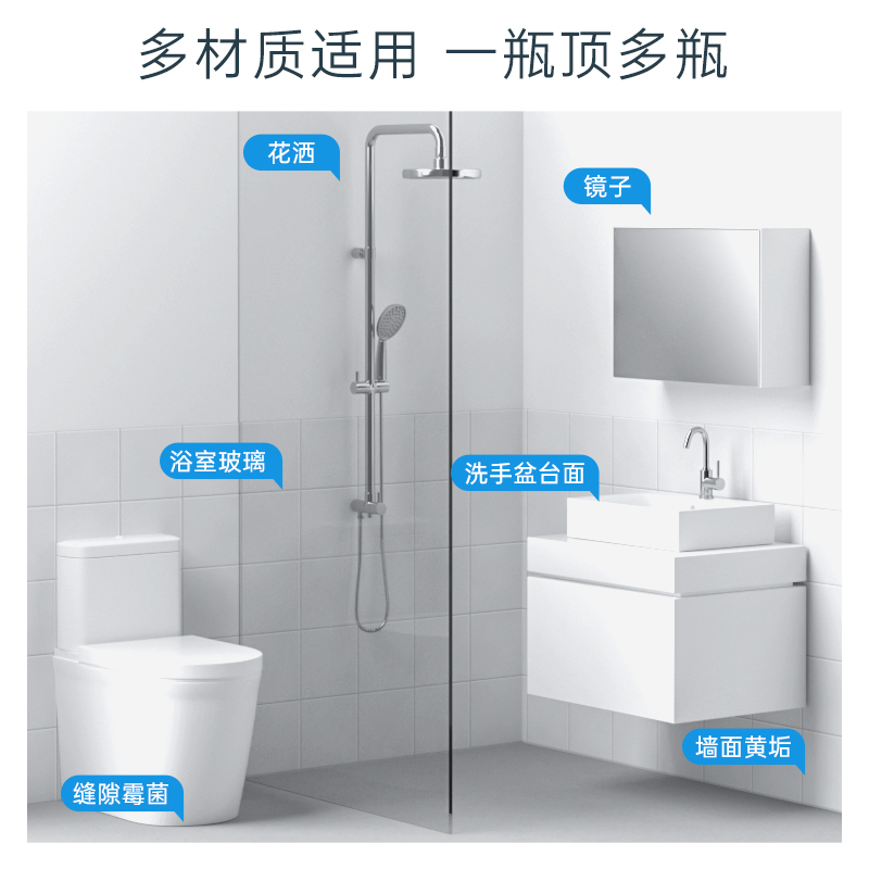 EraClean世净浴室清洁剂万能家用玻璃水垢瓷砖不锈钢除霉神器强力