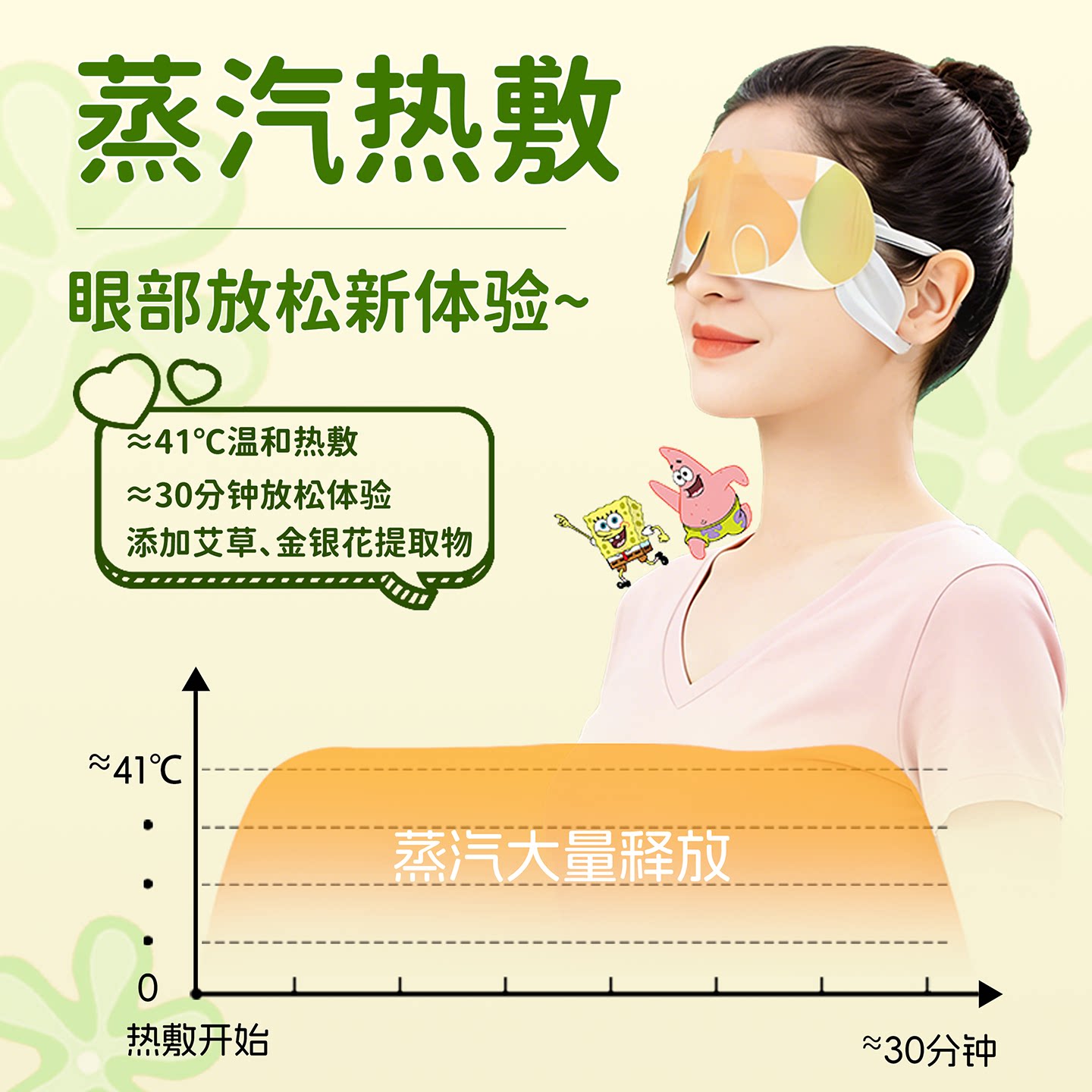 叶黄素蒸汽眼罩草本金银花眼部疲劳热敷贴遮光助睡眠学生护眼贴zy