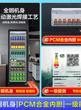 星星冰柜商用啤酒饮料展示柜冷藏保鲜柜立式冰箱小型玻璃酒水柜