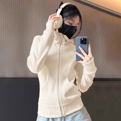 修身奥摇粒绒卫衣外套女春秋款2026新款加绒加厚抓绒衣冲锋衣内胆 - 图2
