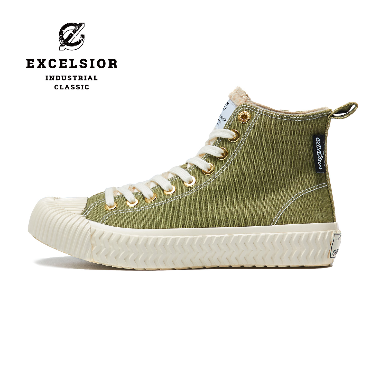 excelsior饼干鞋官方 冬季加绒女鞋厚底板鞋运动休闲高帮帆布鞋男 - 图0