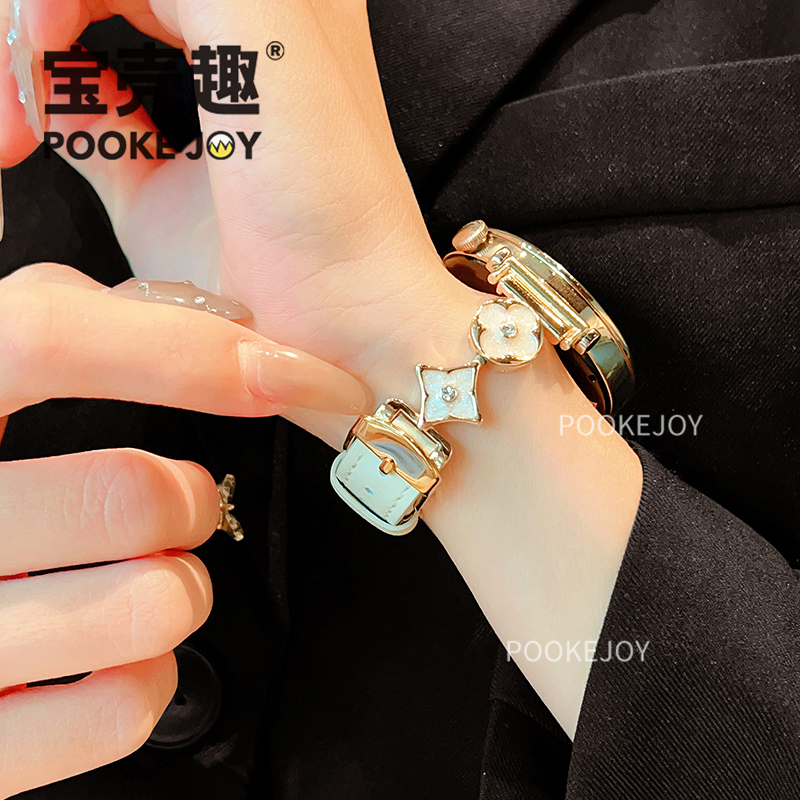 宝壳趣适用华为手表gt5/6十字花皮质表带gt5pro滴胶表带gt4/gt3/gt2通勤锆石表带fit3/4/4pro高级创意春夏新 - 图3