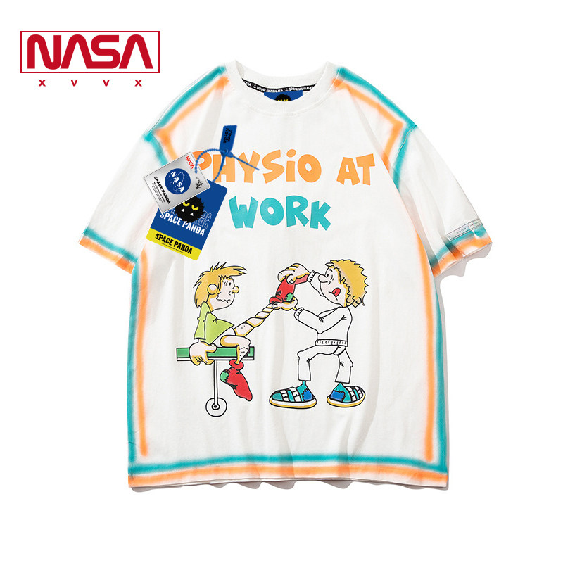 nasa xx联名小恶魔熊猫ins夏t恤 太空熊猫T恤