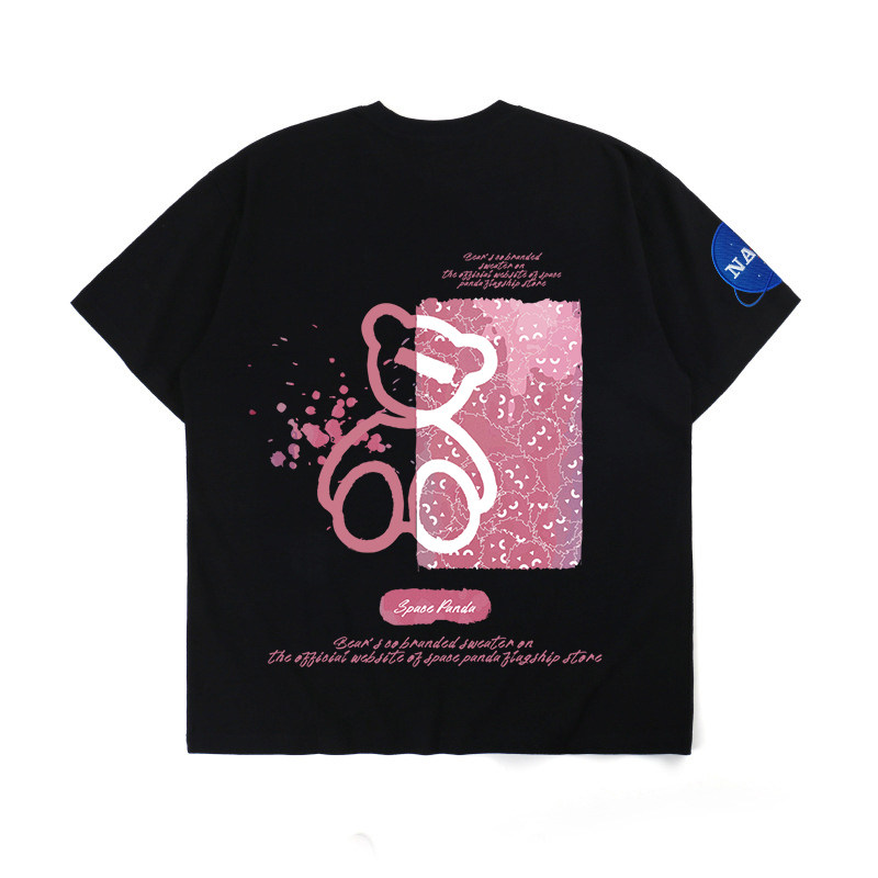 nasa联名小熊情侣装夏装潮牌t恤 太空熊猫T恤