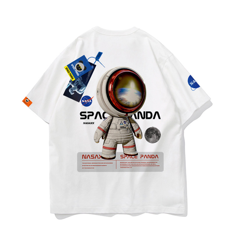 太空熊猫联名nasa宇航员情侣男t恤 太空熊猫T恤